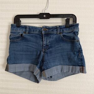 New York & Company Dark Blue Denim Cuffed Shorts